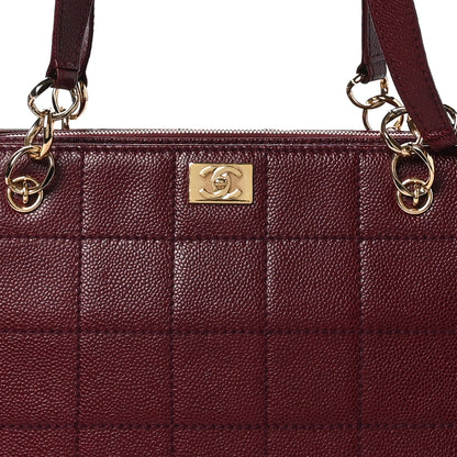 Chanel Caviar Stitched Chocolate Bar Shopping Tote Red 8 of 10