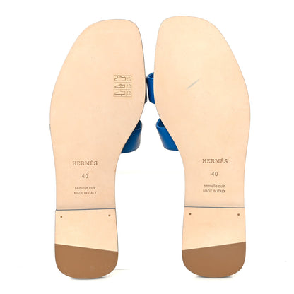 Hermes Epsom Oran Sandals 40 Bleu Bleuet 6 of 9