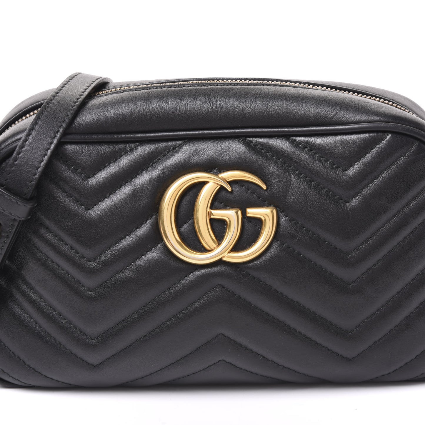 Calfskin Matelasse Small GG Marmont Chain Shoulder Bag Black
