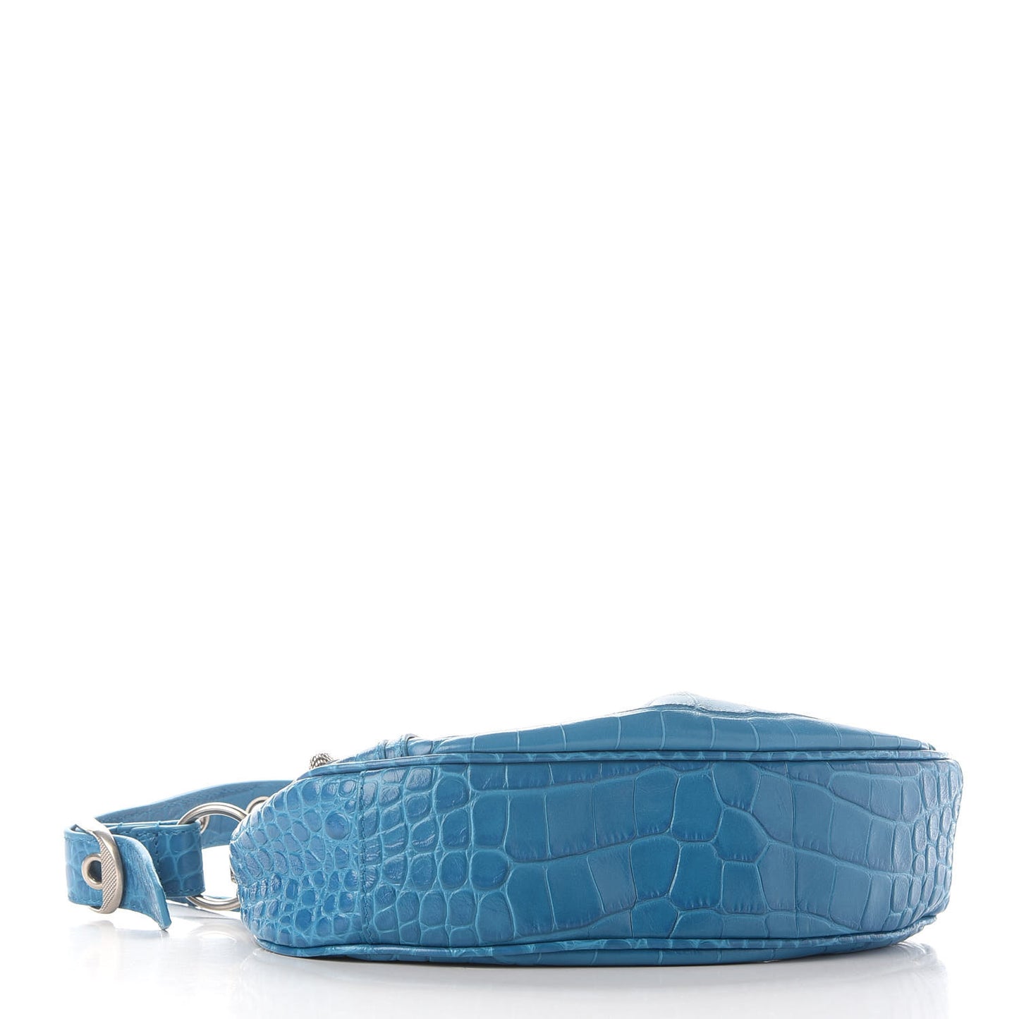 Extra Supple Calfskin Crocodile Embossed Le Cagole Shoulder Bag XS Turquoise