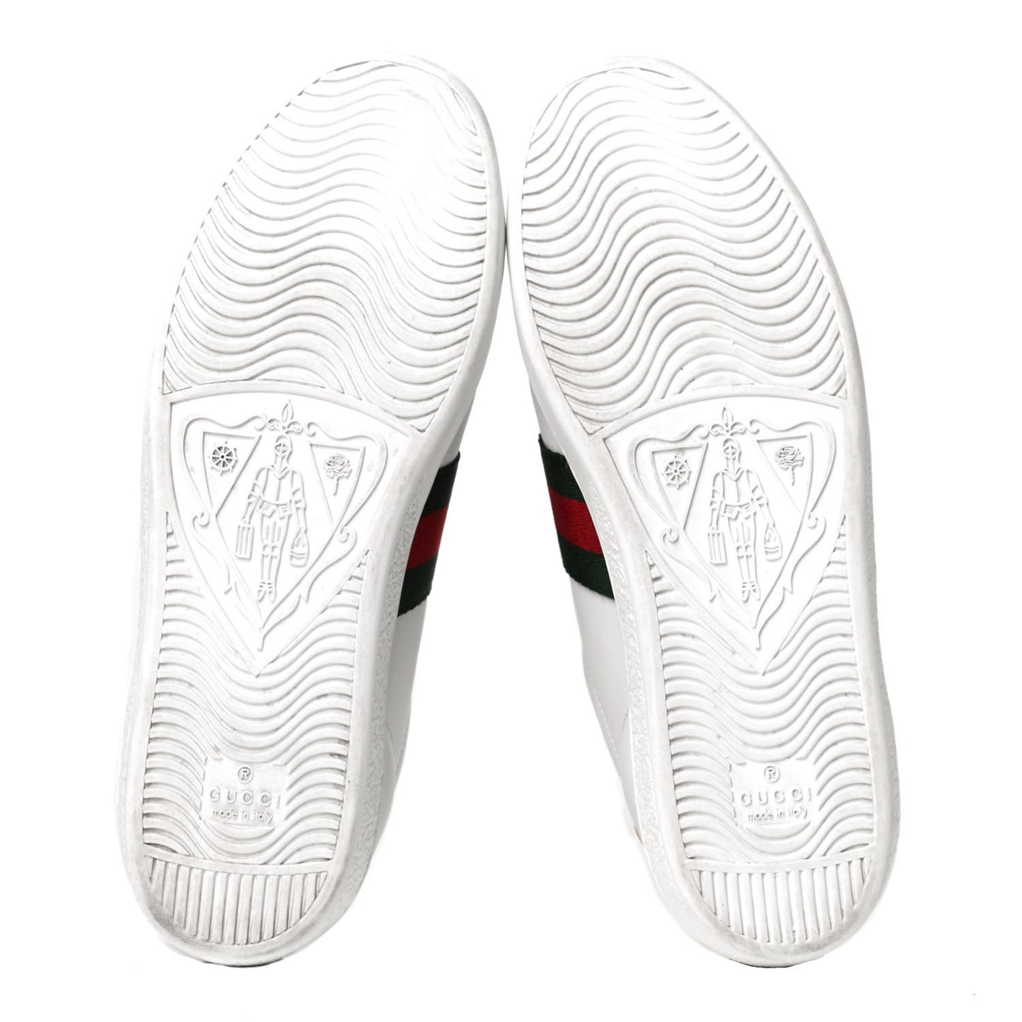 Calfskin Ayers Bee Embroidered Womens Ace Sneakers 37.5 White Green