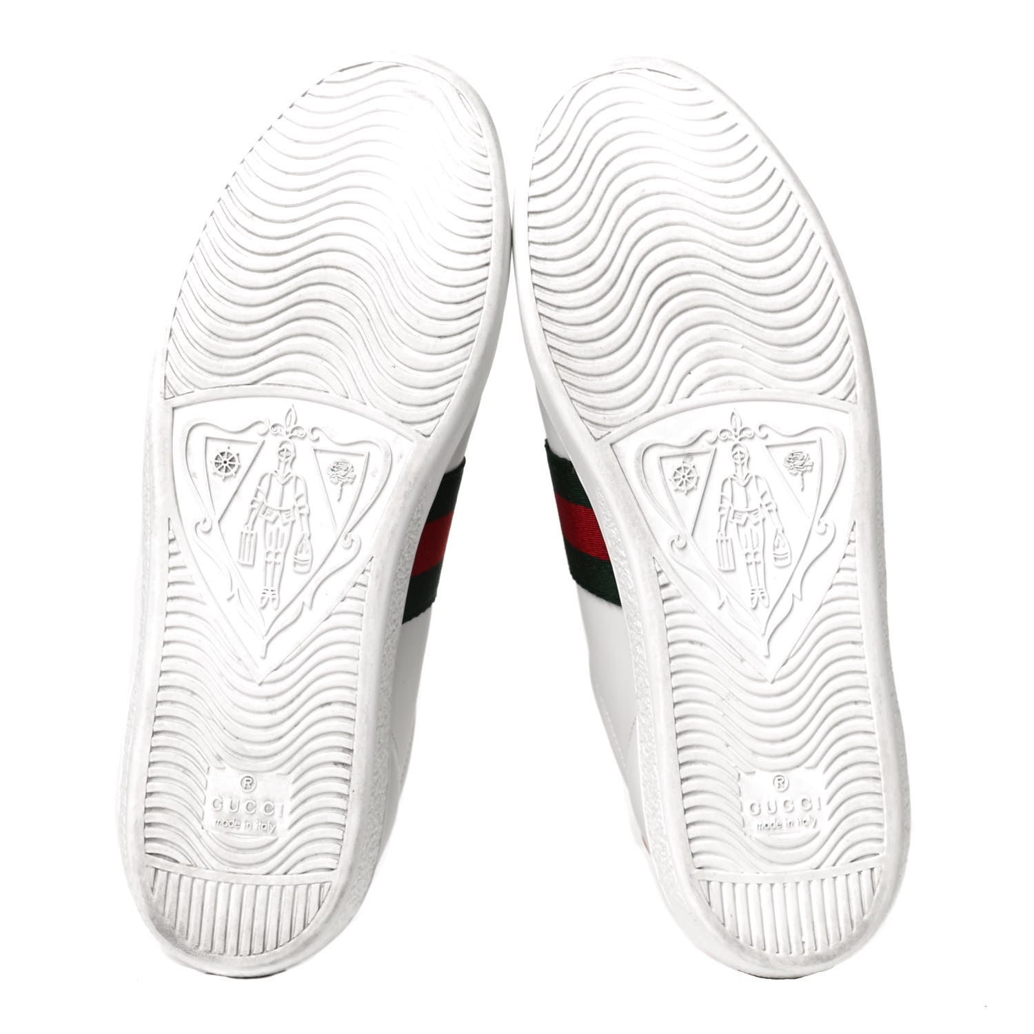 Gucci Calfskin Ayers Bee Embroidered Womens Ace Sneakers 37.5 White Green 5 of 9