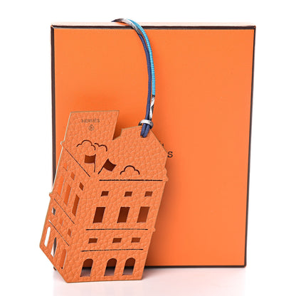 Hermes Togo Epsom Petit H Facade Bag Charm Orange Rouge H 4 of 4