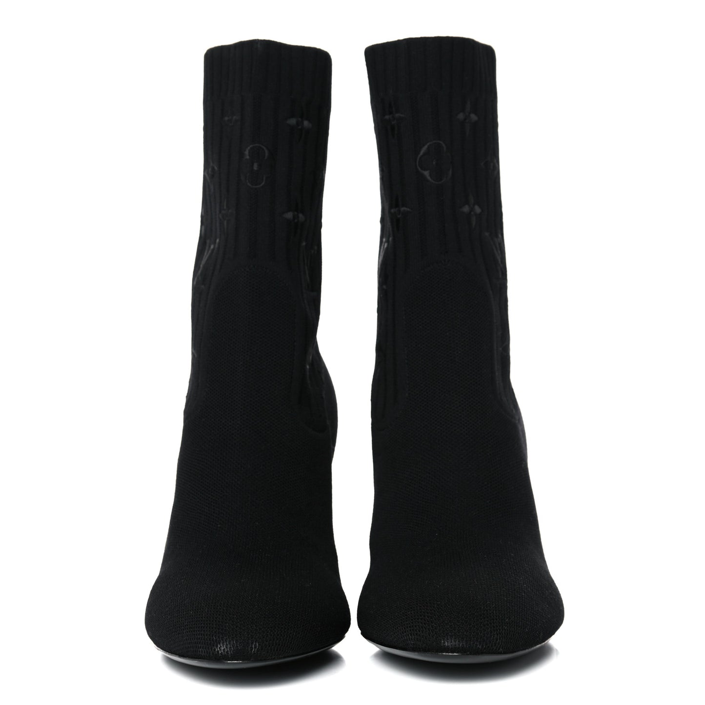 Monogram Stretch Fabric Silhouette Ankle Boots 40.5 Black