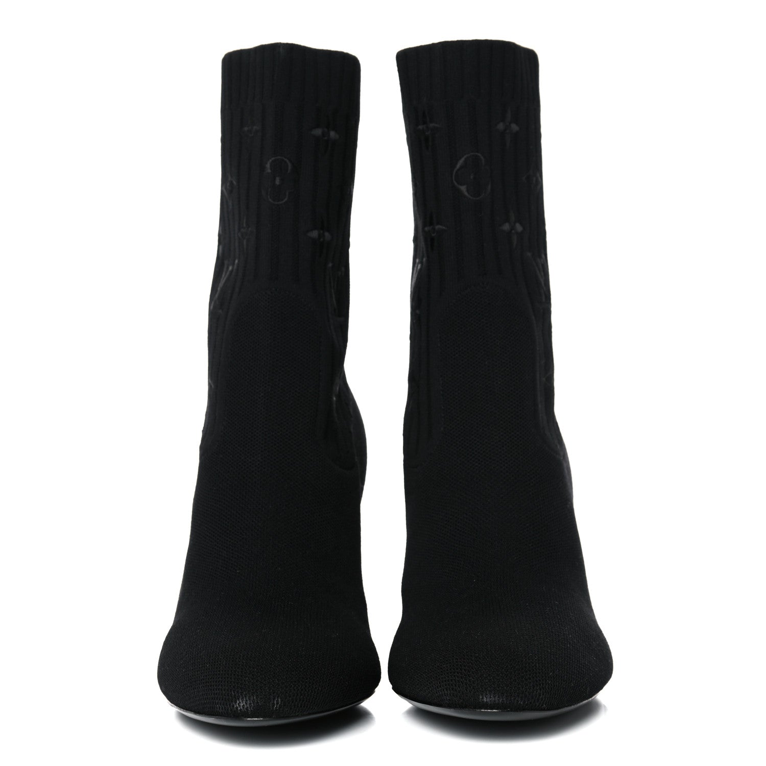 Louis Vuitton Monogram Stretch Fabric Silhouette Ankle Boots 40.5 Black 2 of 11