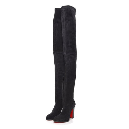 Christian Louboutin Veau Velours Verusch 100 Over The Knee Boots 36.5 Black 3 of 14