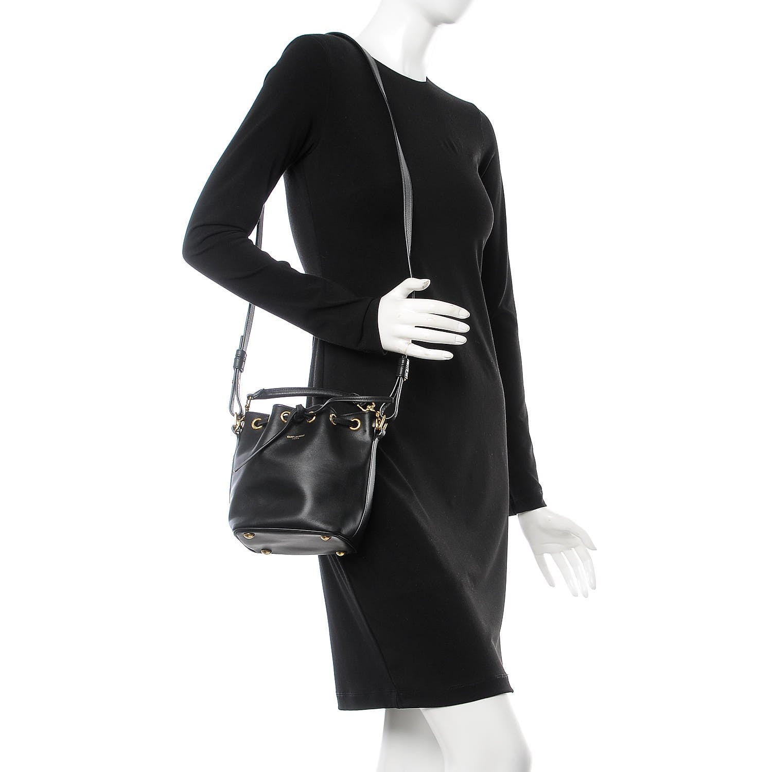 Saint Laurent Calfskin Small Emmanuelle Bucket Bag Black 2 of 7