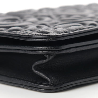 Chanel Lambskin Camellia Embossed Wallet on Chain WOC Black 9 of 11