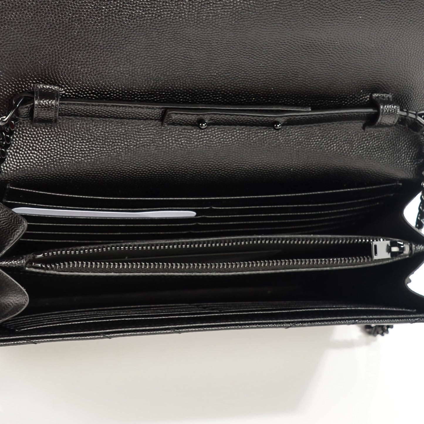 Grain De Poudre Matelasse Chevron Medium Monogram Chain Wallet Black