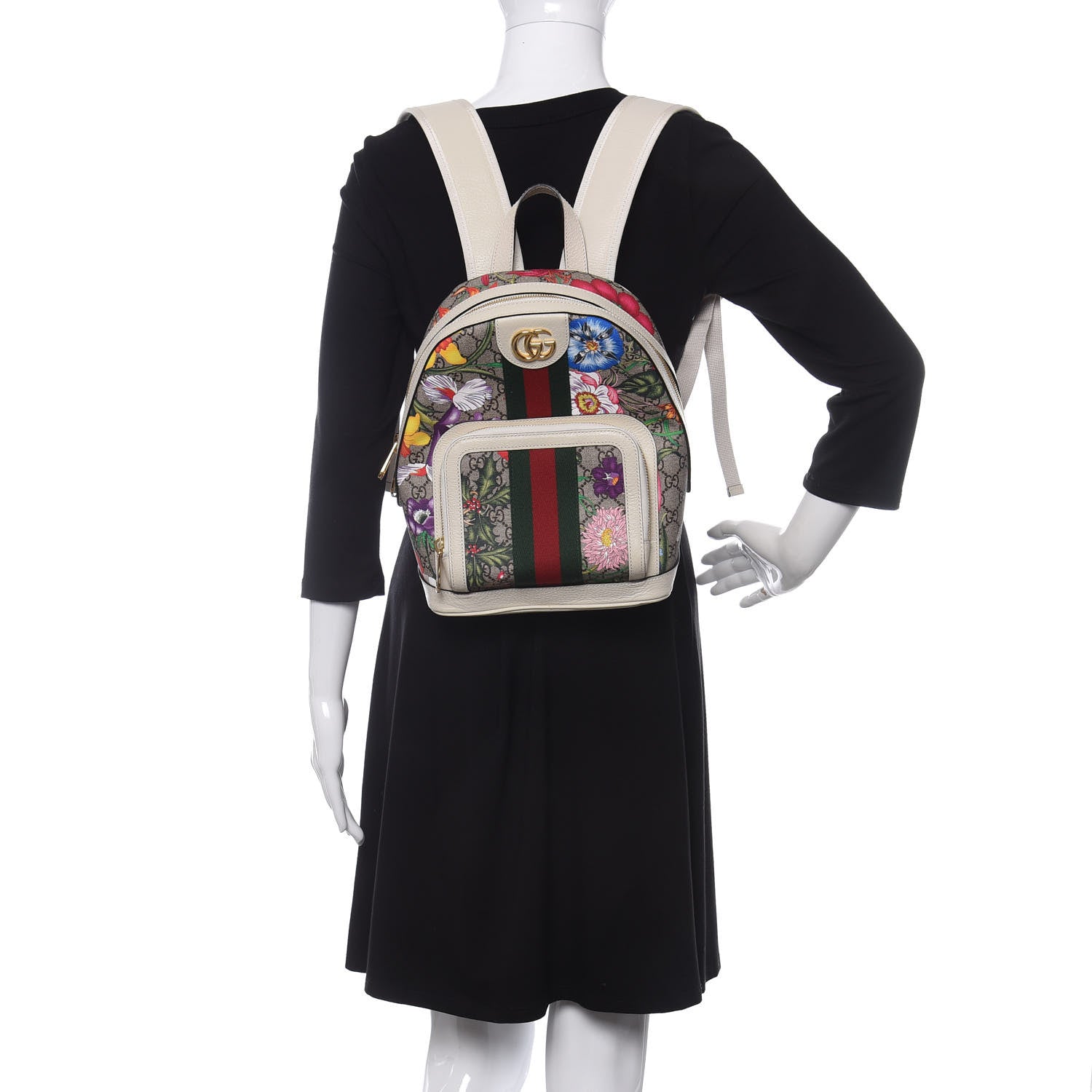 Gucci GG Supreme Monogram Flora Web Small Ophidia Day Backpack White 2 of 9