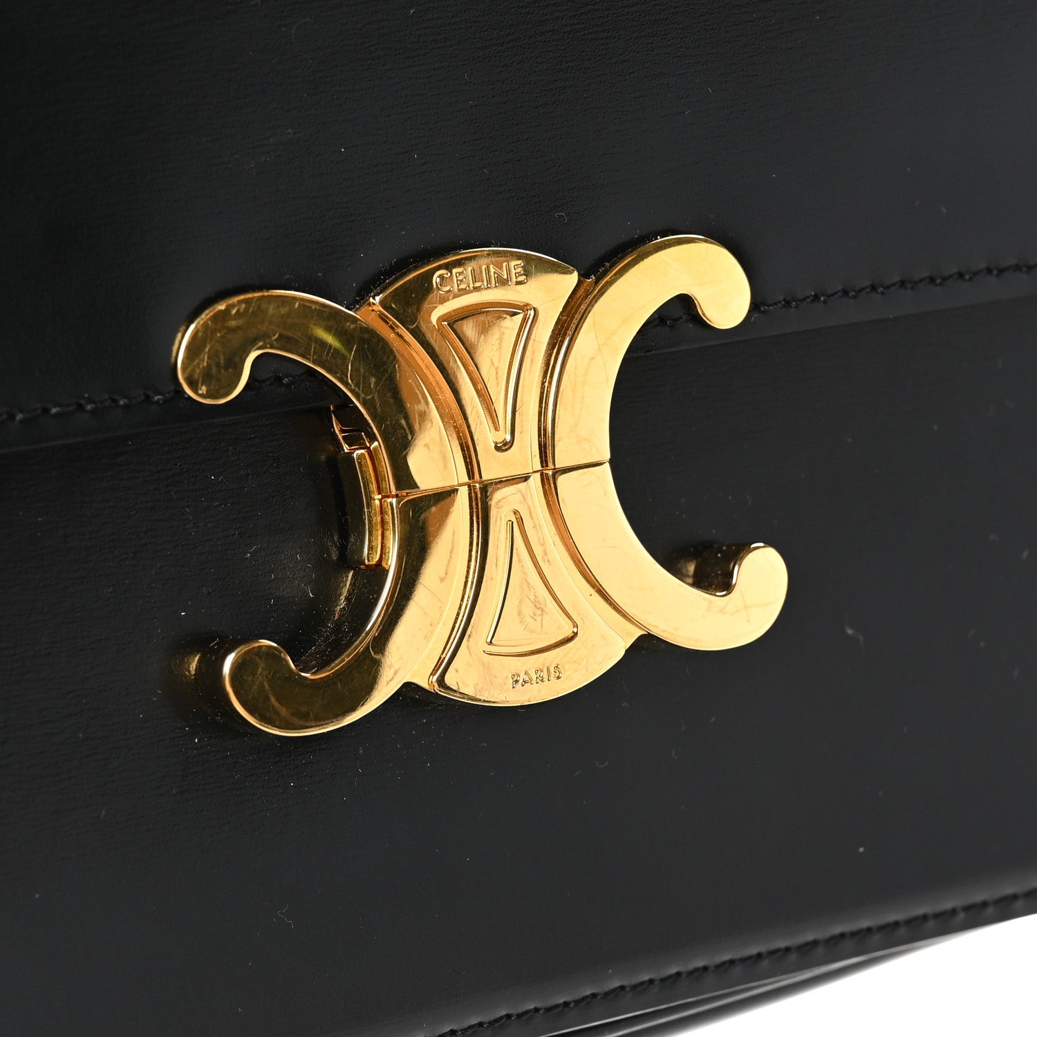 Celine Shiny Calfskin Medium Triomphe Black 9 of 13