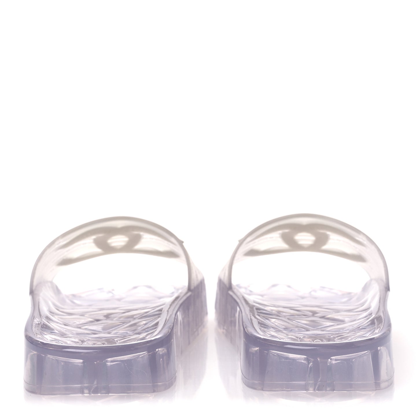 PVC Transparent CC Flat Slide Sandals 38 White