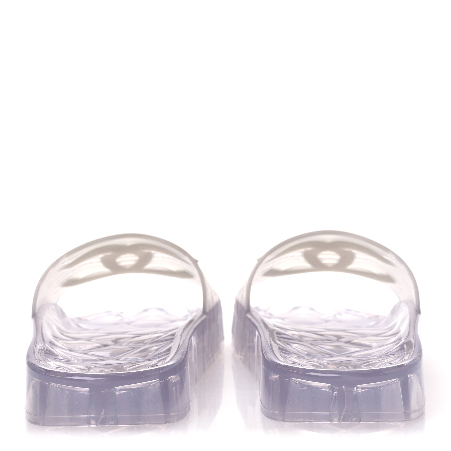 Chanel PVC Transparent CC Flat Slide Sandals 38 White 6 of 11