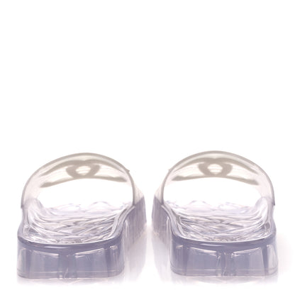 Chanel PVC Transparent CC Flat Slide Sandals 38 White 6 of 11