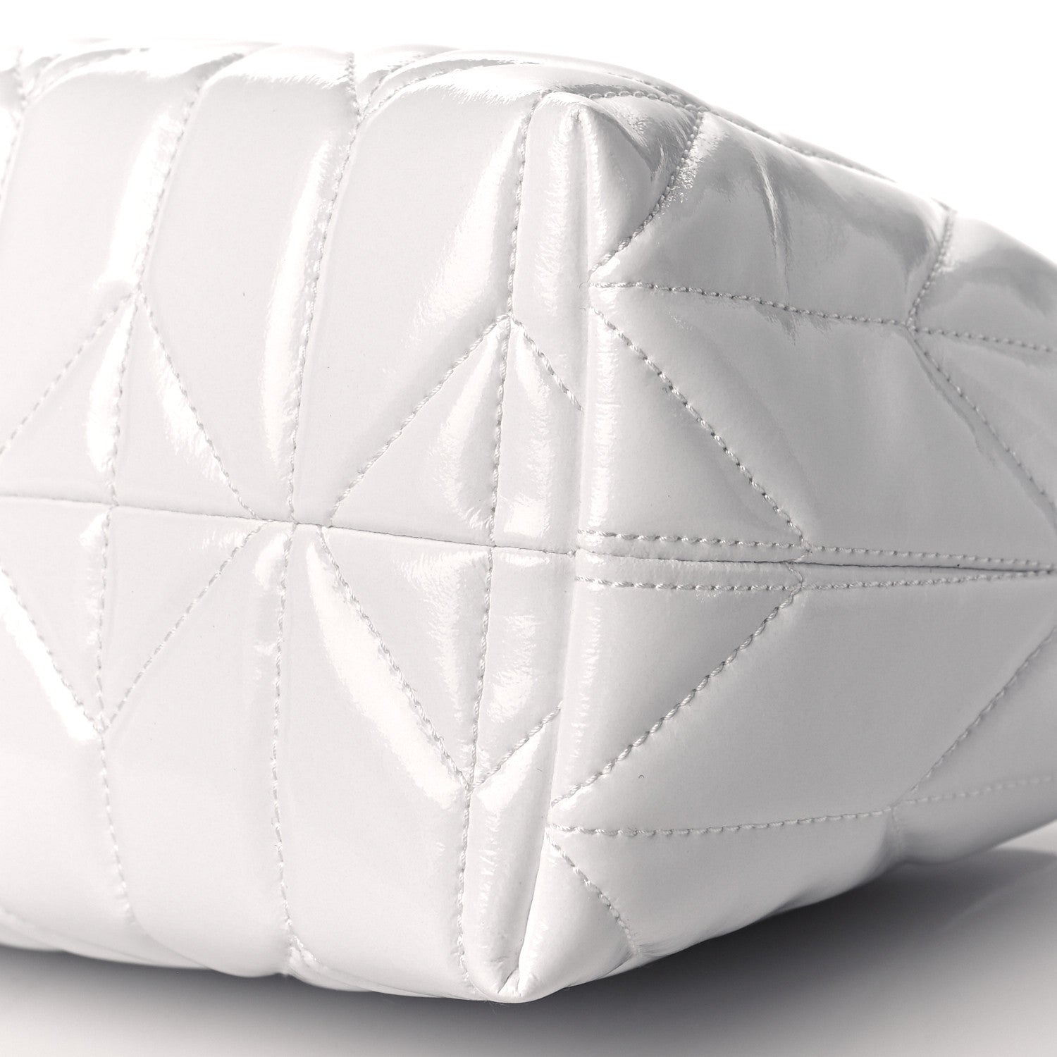 Miu Miu Iridescent Fabric Quilted Mini Spirit Ciré Bag White 10 of 10