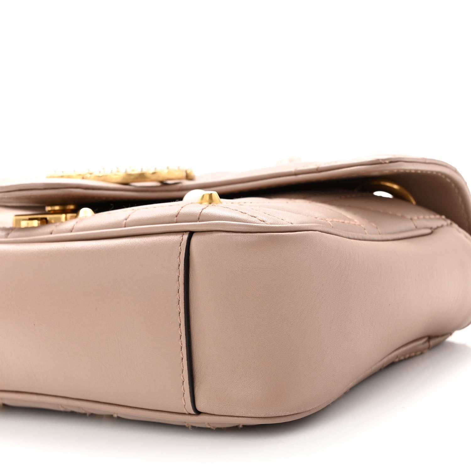 Gucci Calfskin Matelasse Studded Mini Pearly GG Marmont Shoulder Bag Porcelain Rose 10 of 10