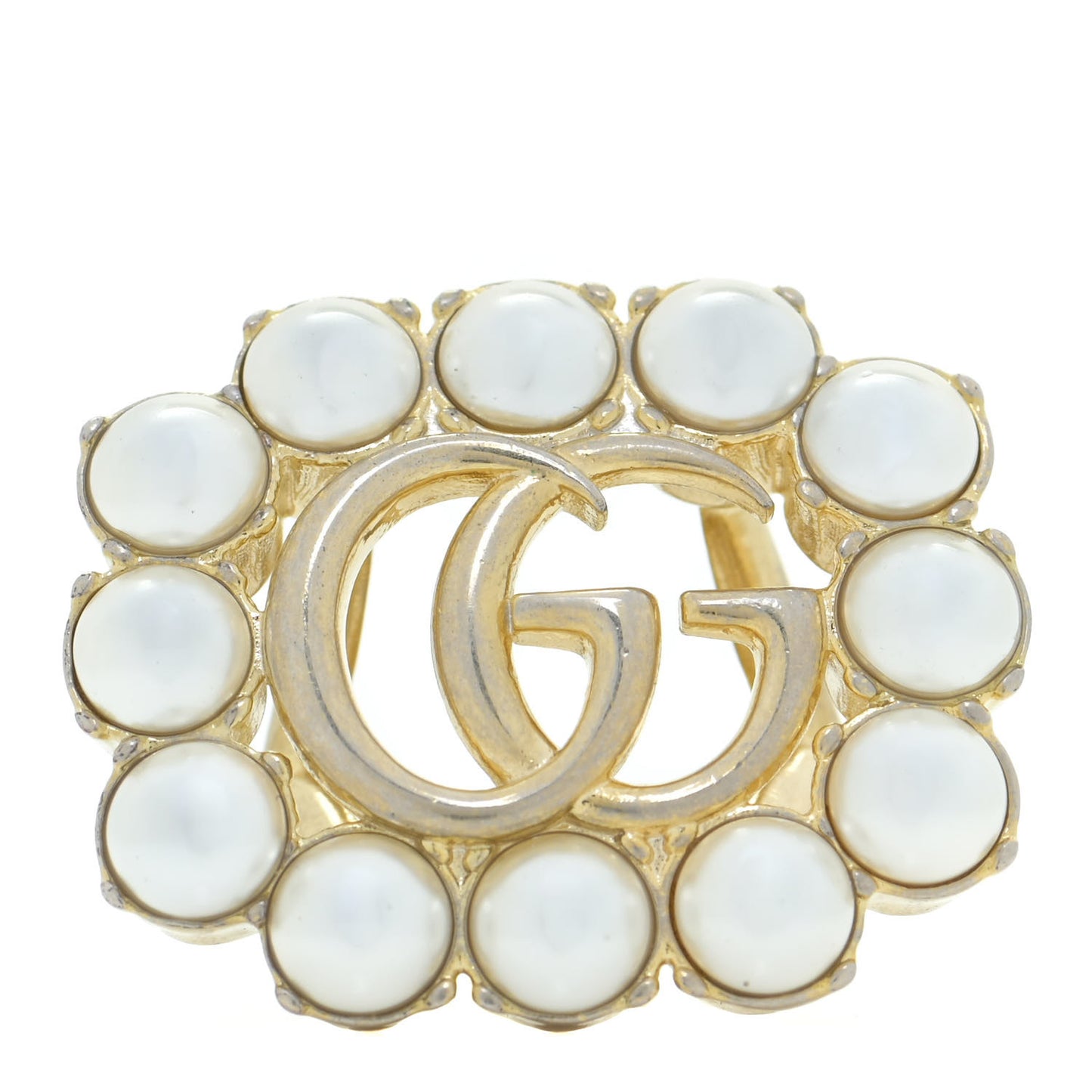 Pearl Double G Ring M Gold