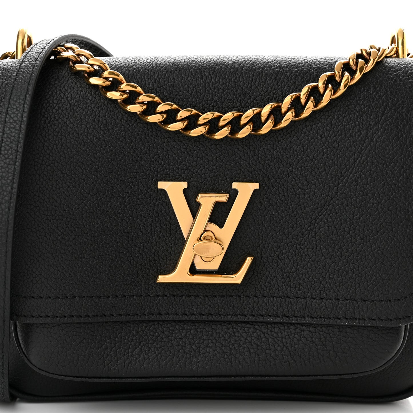 Grained Calfskin Lockme Chain Bag PM Black