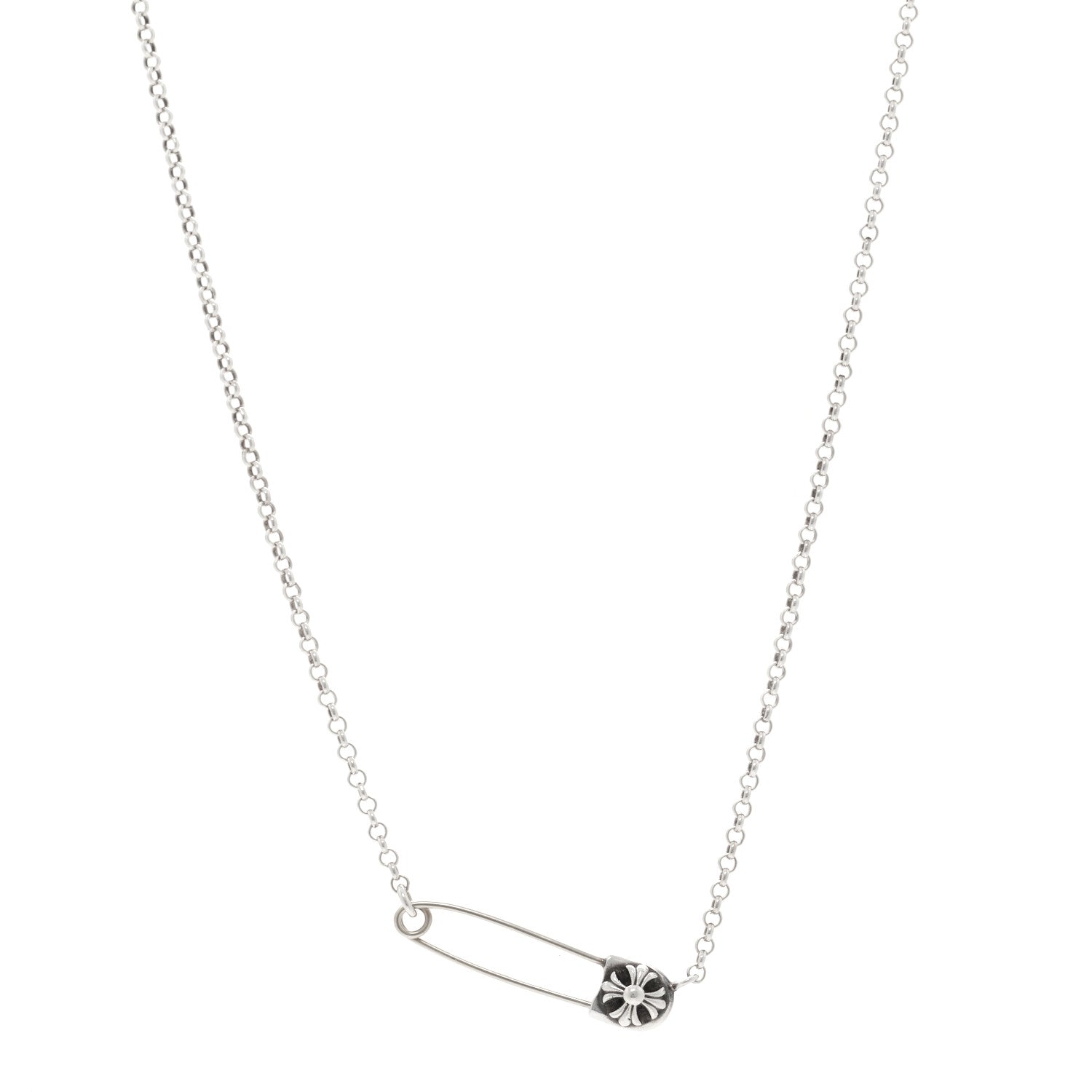 Chrome Hearts Sterling Silver Safety Pin Pendant Necklace 1726564