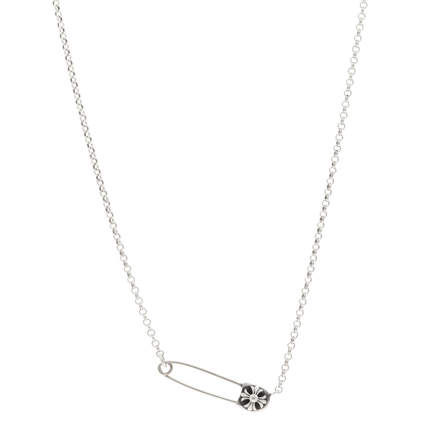 Sterling Silver Safety Pin Pendant Necklace