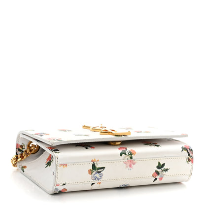 Saint Laurent Calfskin Prairie Flower Printed Small Classic Monogram Kate Satchel White 3 of 9