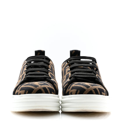 Fendi Fabric FF Micro-Perforated Rise Low Top Sneakers 38.5 Tobacco Black 3 of 10