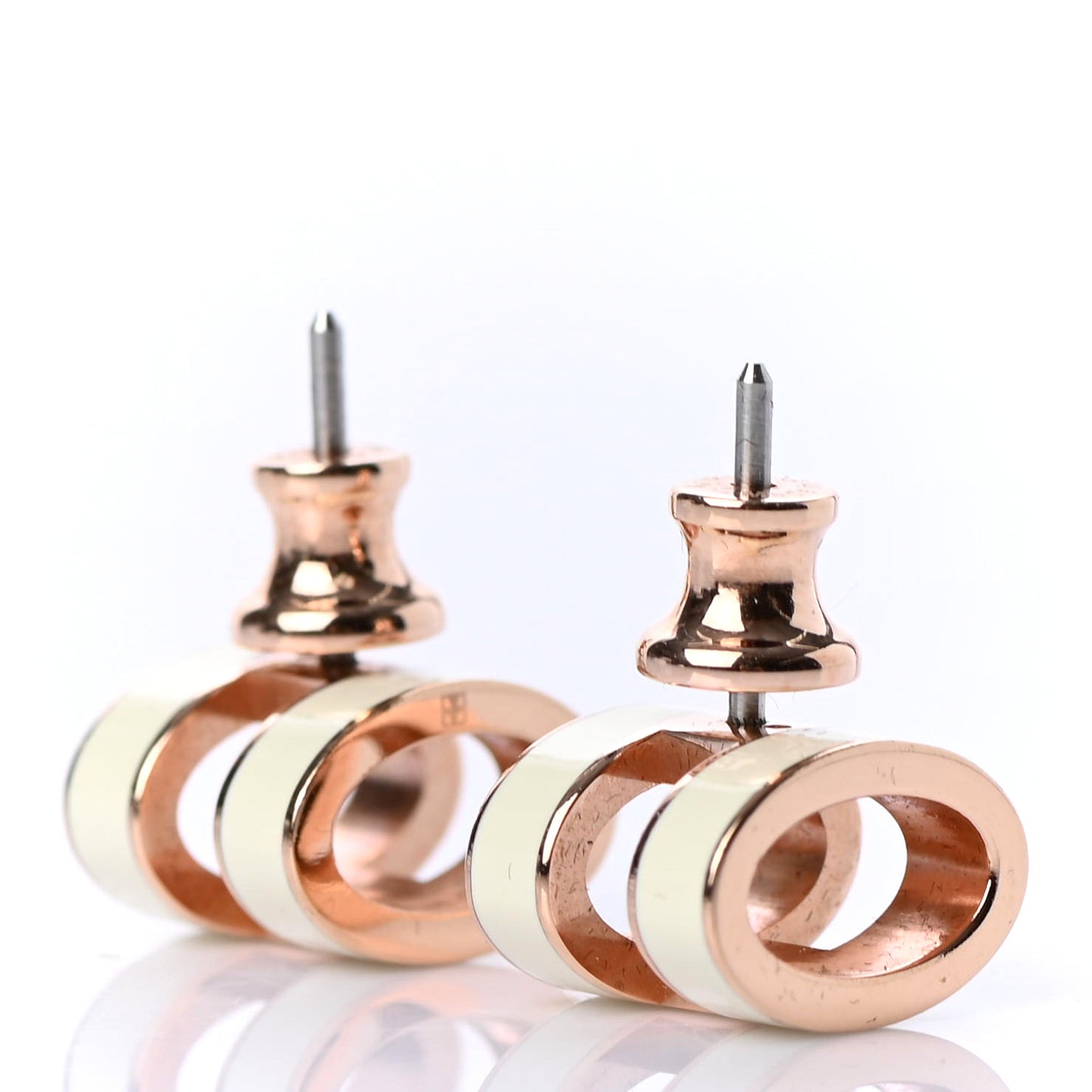 Gold Lacquered Pop H Earrings Ecru