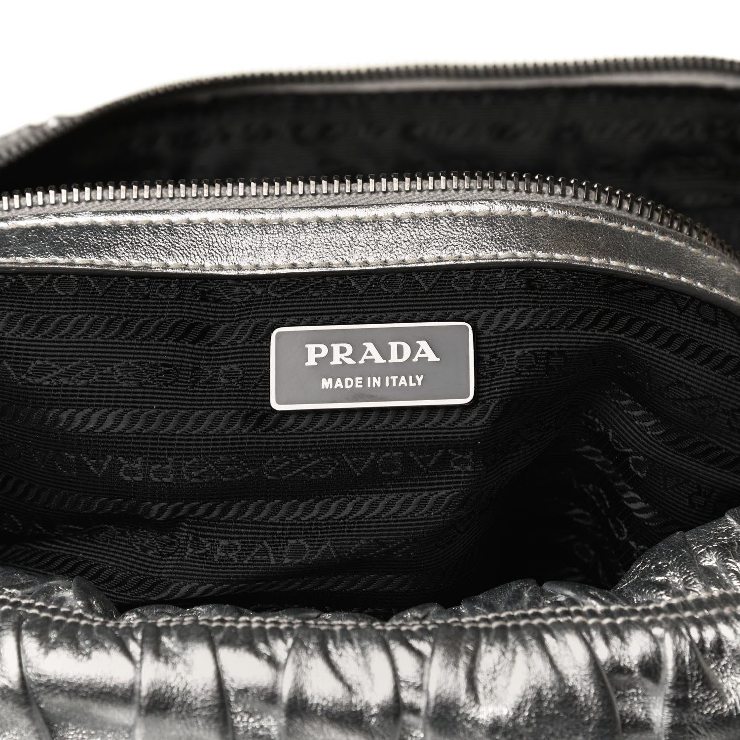 Prada Metallic Nappa Gaufre Messenger Tote Silver 6 of 14