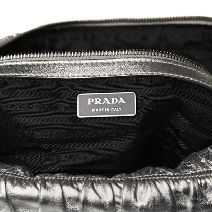 Prada Metallic Nappa Gaufre Messenger Tote Silver 6 of 14