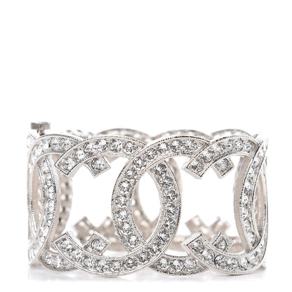 Chanel Crystal CC Cuff Bracelet Silver 1 of 5