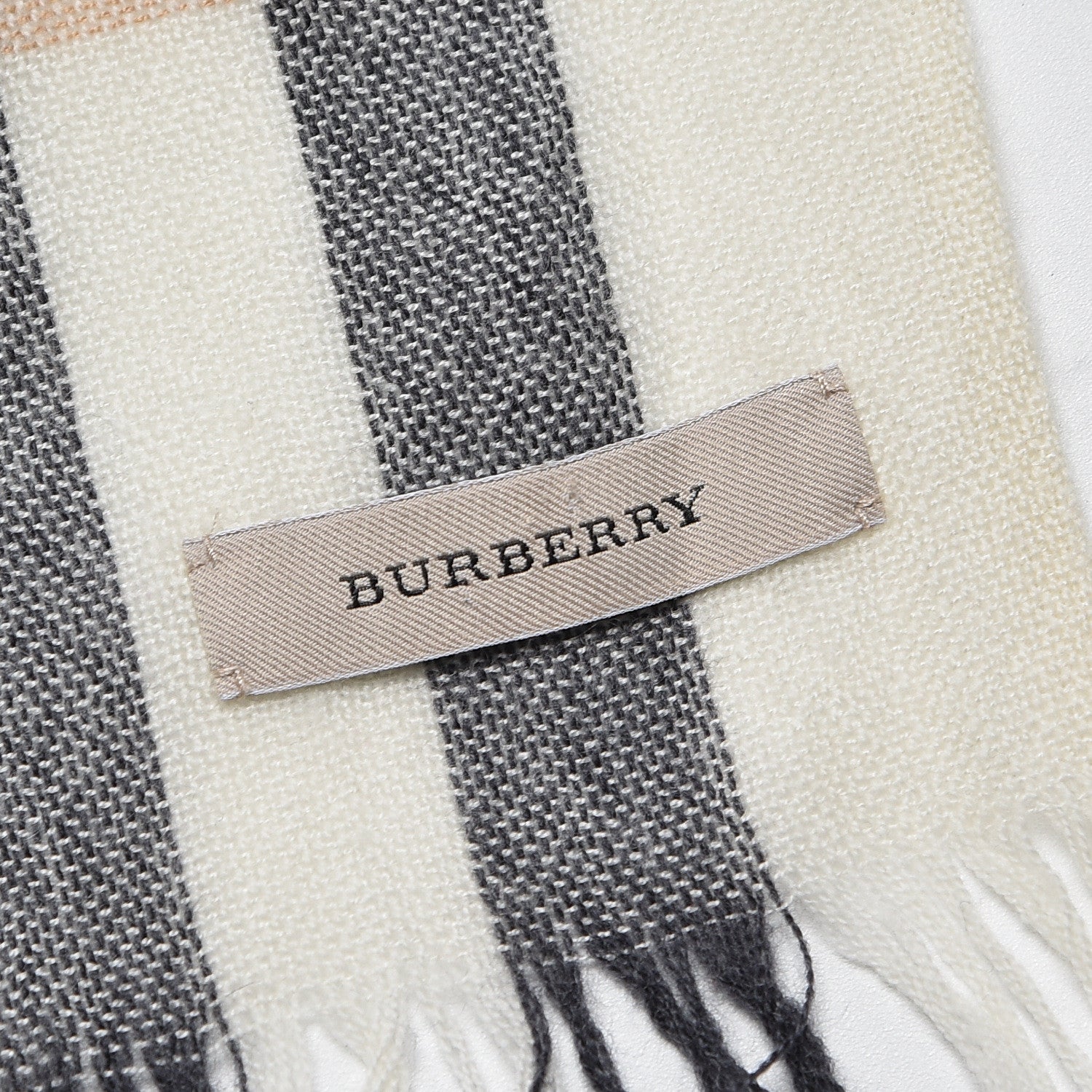 Burberry Merino Wool Cashmere Check Lightweight Scarf Ivory 5 of 6