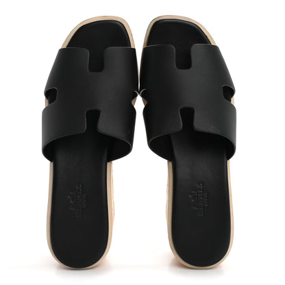 Hermes Calfskin Cork Eze 30 Sandals 36 Black 2 of 12