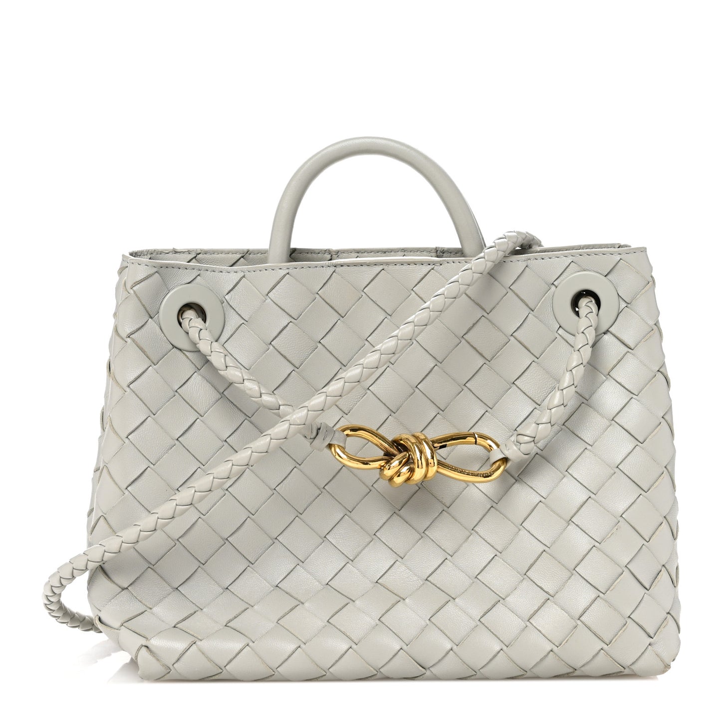 Nappa Intrecciato Small Andiamo Shoulder Bag Agate Grey