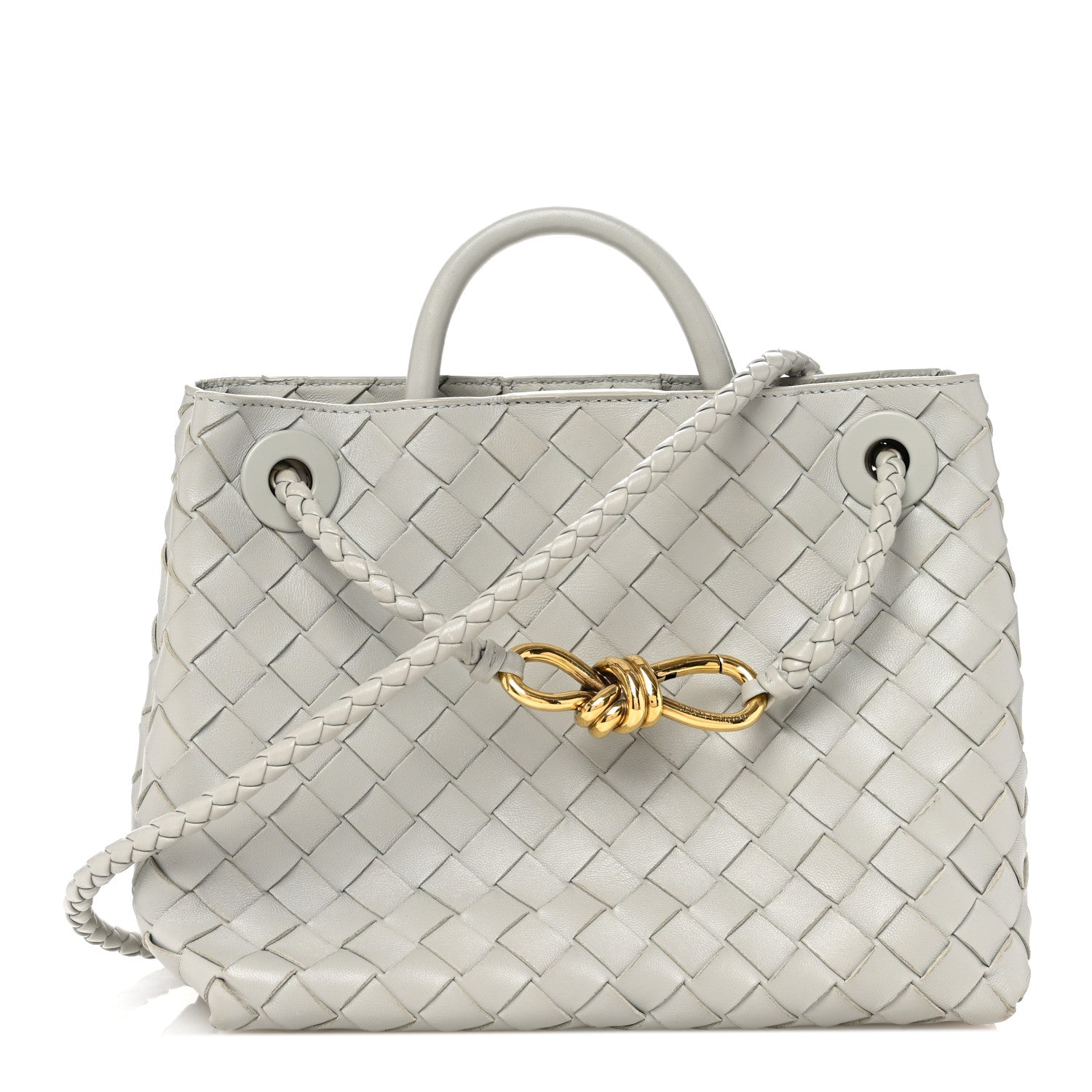 Bottega Veneta Nappa Intrecciato Small Andiamo Shoulder Bag Agate Grey 1 of 9