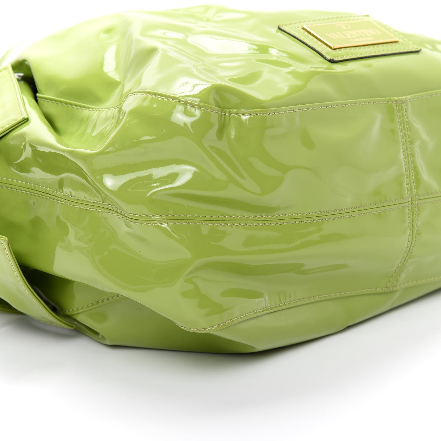 Valentino Garavani Patent Lacca Small Nuage Bow Hobo Green 6 of 9