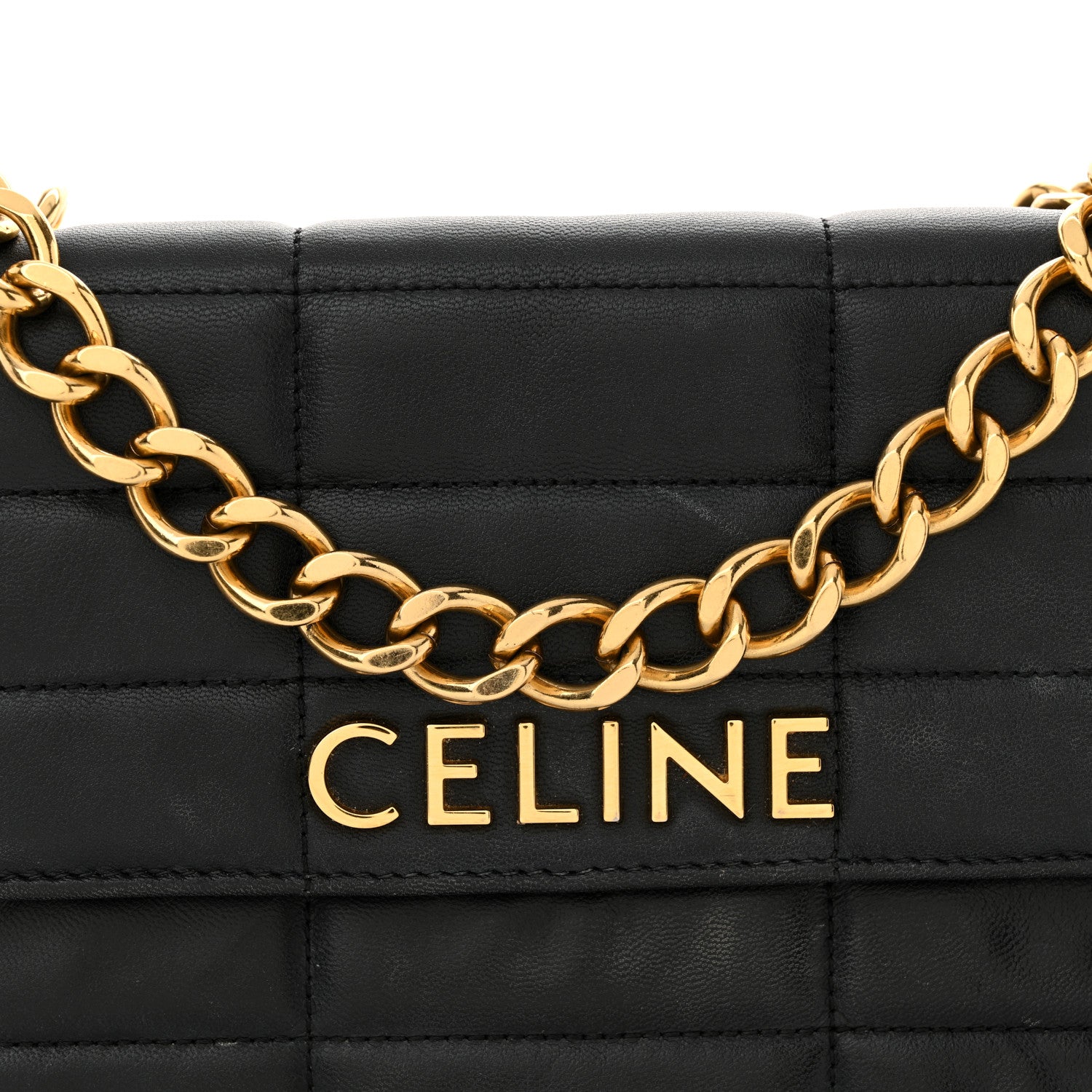 Celine Goatskin Matelasse Chain Shoulder Bag Black 7 of 17