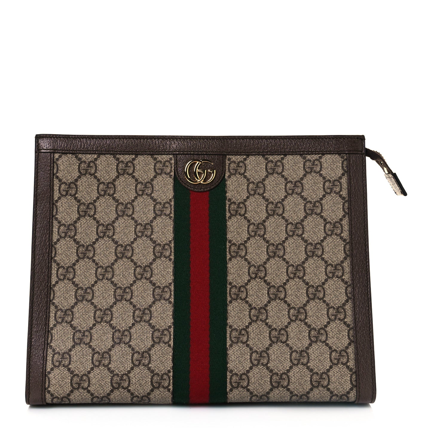 GG Supreme Monogram Web Ophidia Pouch Brown