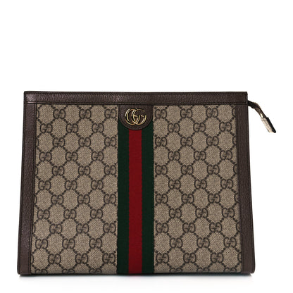 Gucci GG Supreme Monogram Web Ophidia Pouch Brown 1 of 8