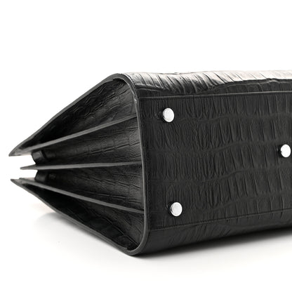 Saint Laurent Calfskin Crocodile Embossed Small Sac de Jour Black 9 of 12