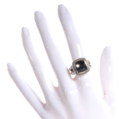 David Yurman Sterling Silver Diamond Black Onyx 7mm Petite Albion Ring 54 7 2 of 5