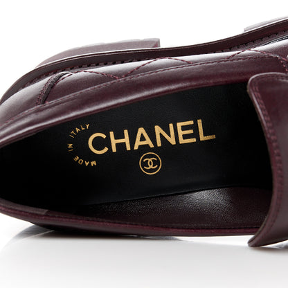 Chanel Calfskin Quilted CC Mocassin Loafers 36.5 Dark Purple 9 of 11