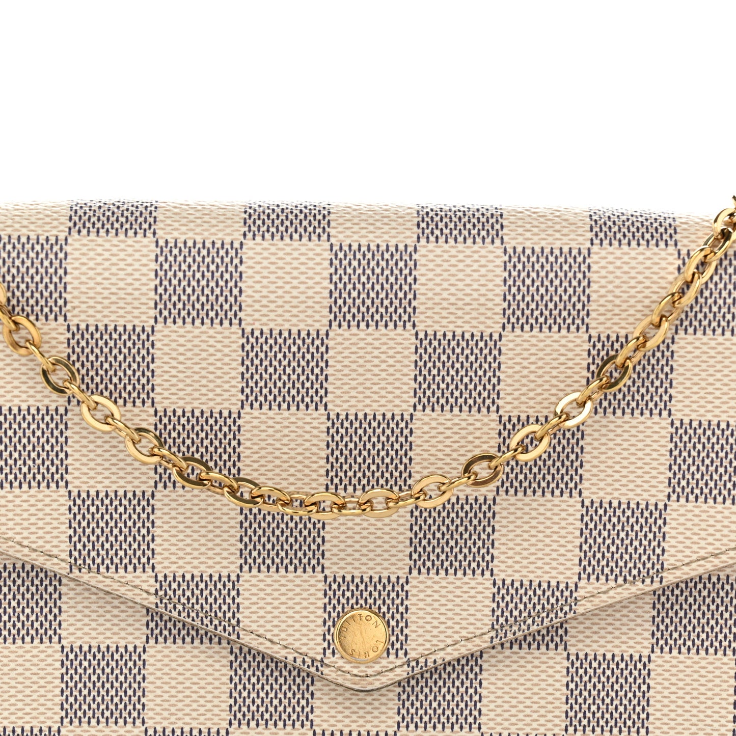 Damier Azur Pochette Felicie Chain Wallet Rose Ballerine