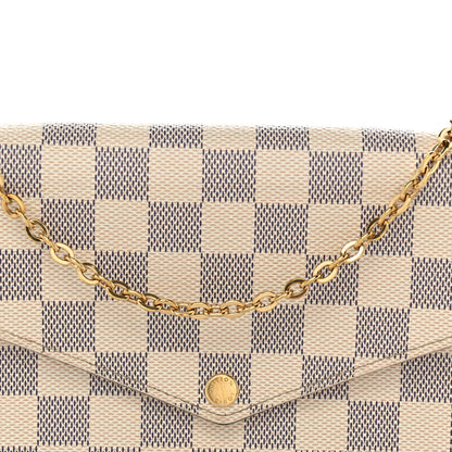 Louis Vuitton Damier Azur Pochette Felicie Chain Wallet Rose Ballerine 8 of 13