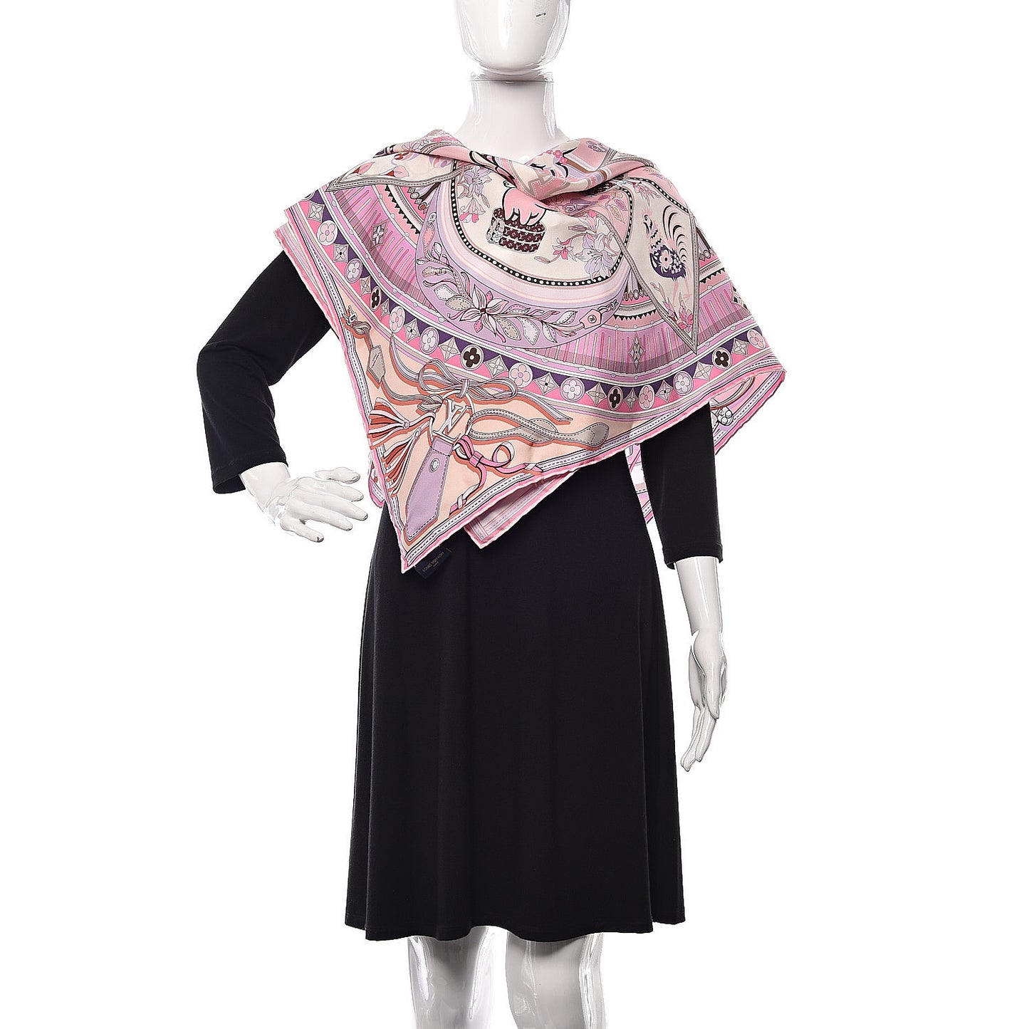 Silk Superstition LV Square Scarf Rose Clair