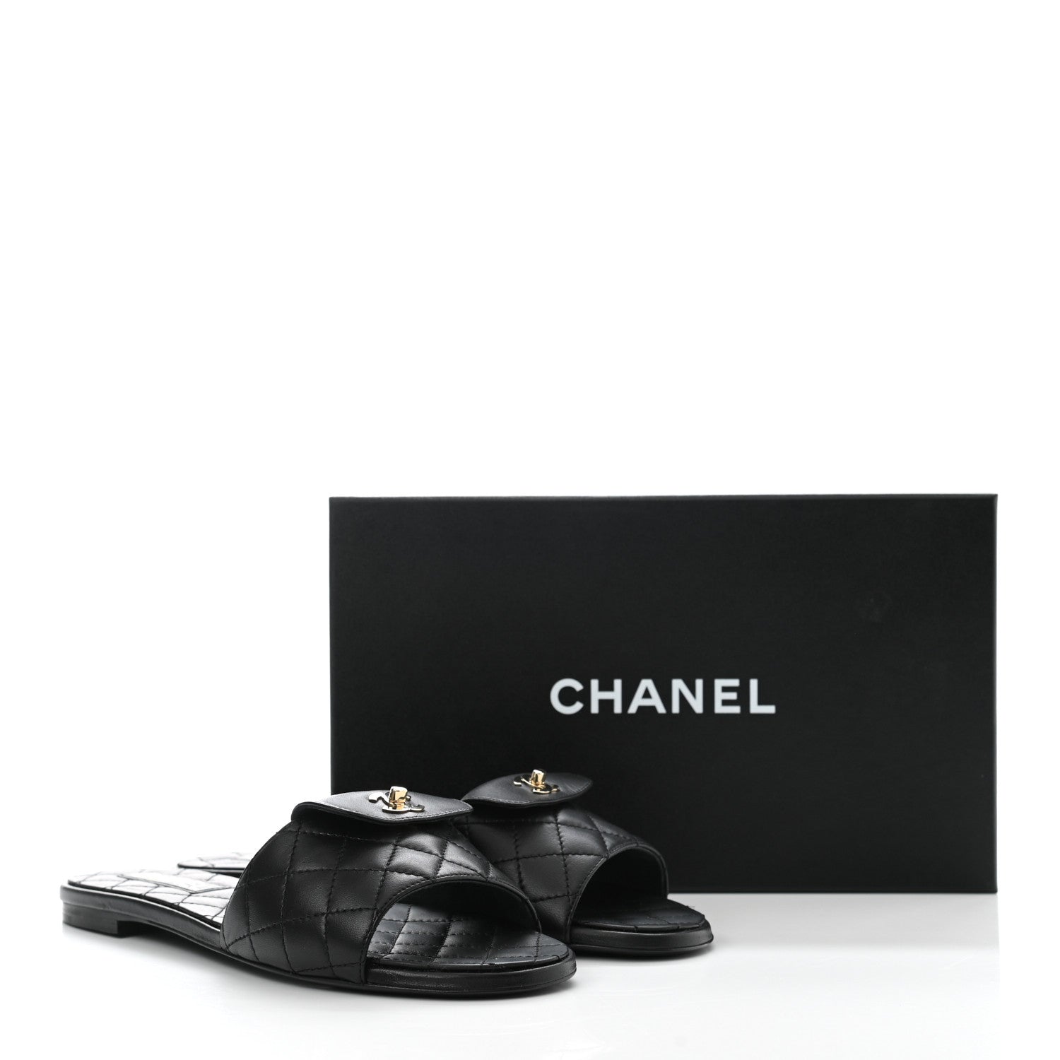Chanel Lambskin Quilted CC Turnlock Sandals 40.5 Black 9 of 9