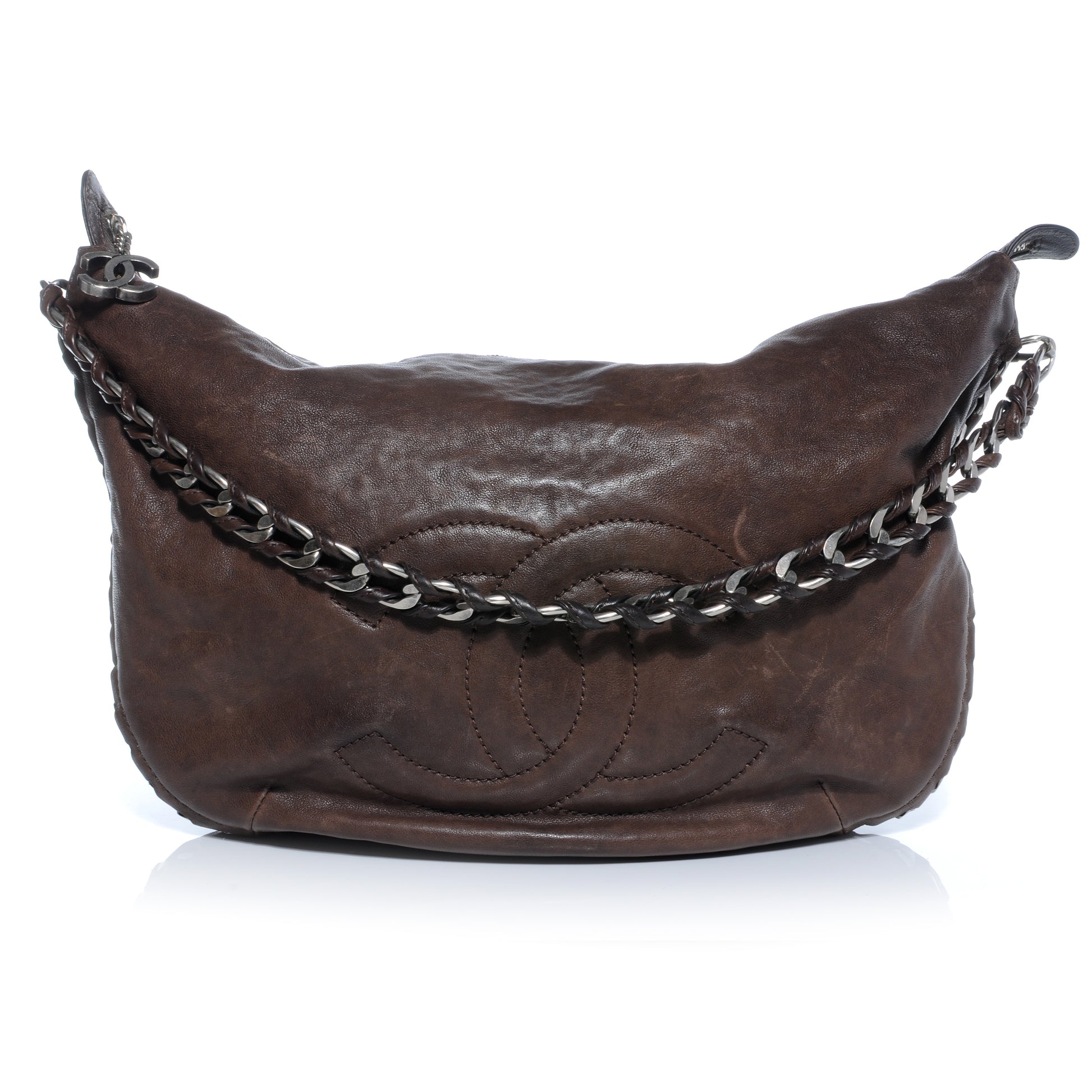 Chanel Leather Modern Chain Hobo Brown 1 of 8