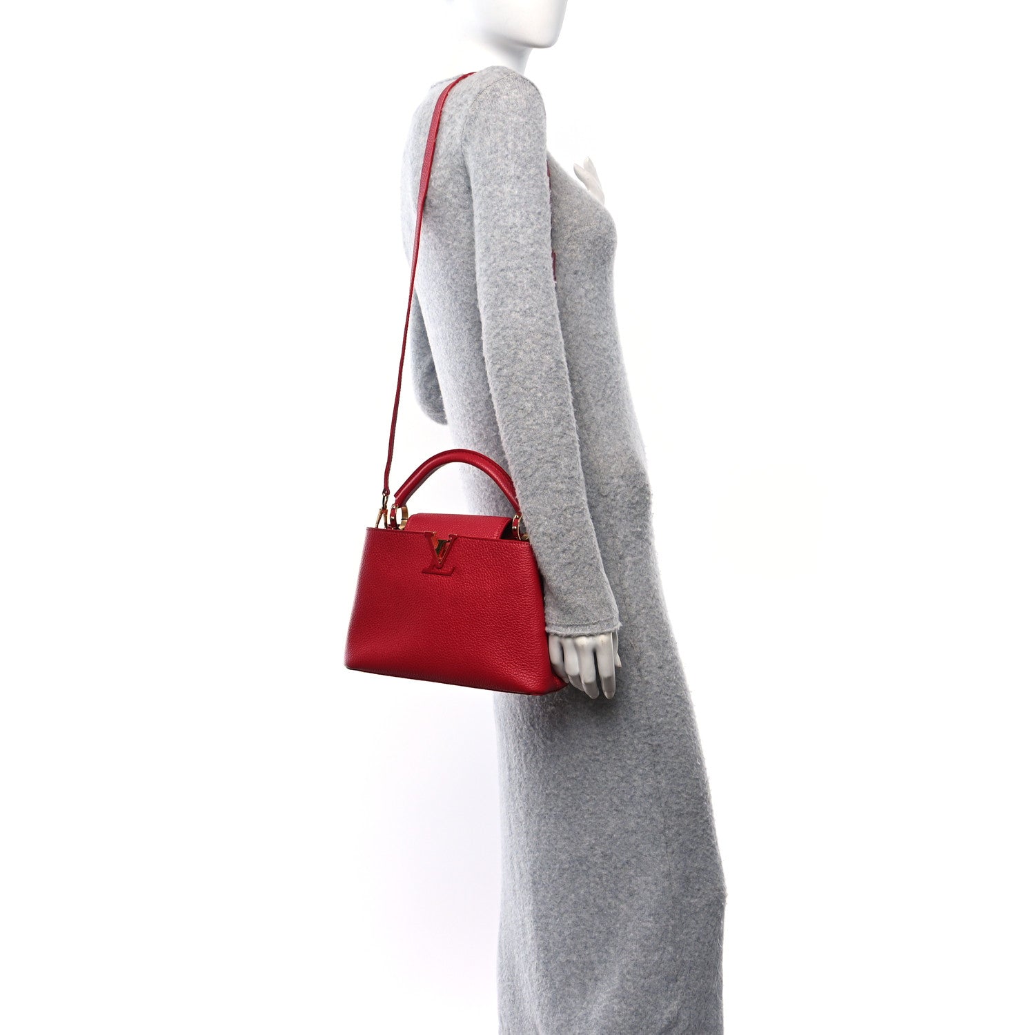 Louis Vuitton Taurillon Capucines BB Scarlet Red 2 of 9