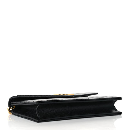 Saint Laurent Grain De Poudre Matelasse Chevron Monogram Envelope Chain Wallet Black 4 of 10