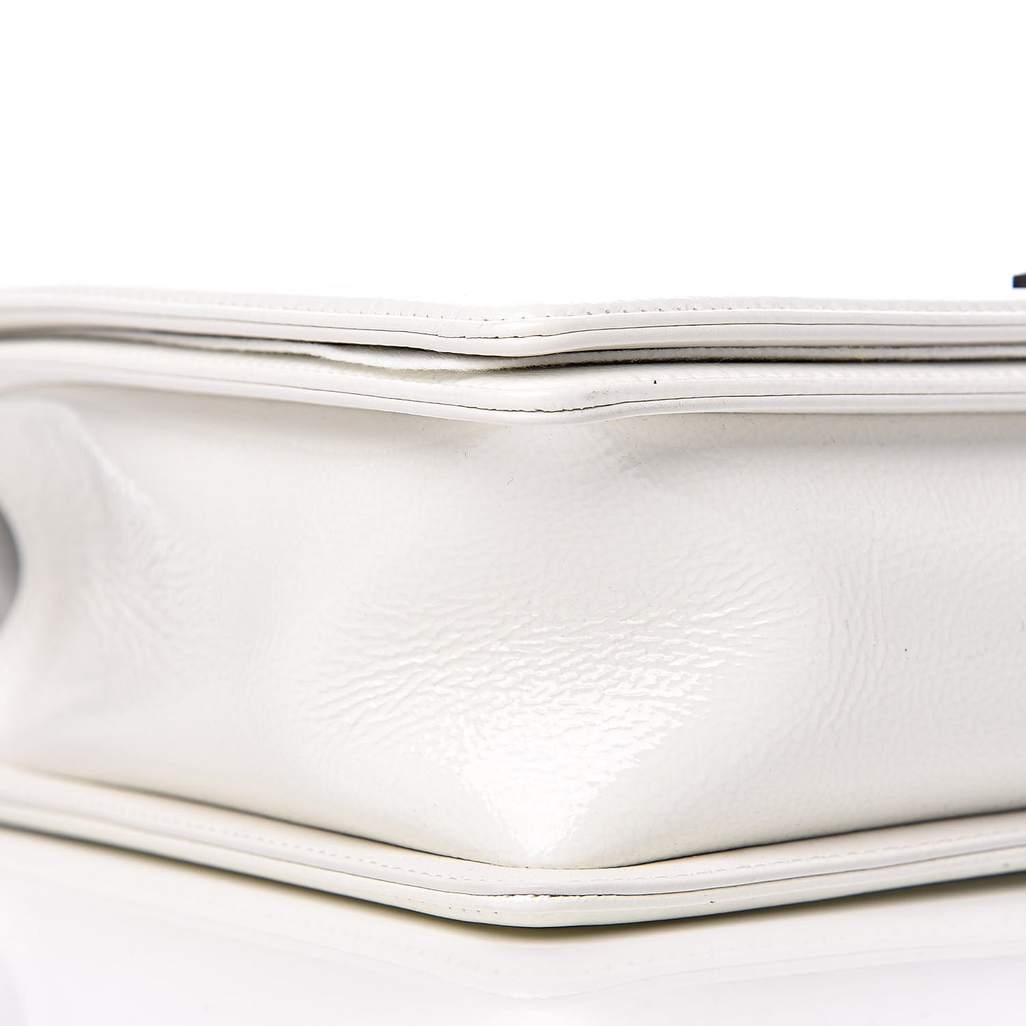Patent Quilted Large Boy Flap White