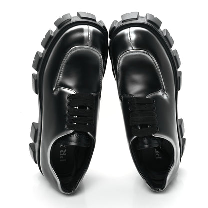 Prada Spazzolato Rois Sfumato Monolith 55mm Derby Loafers 5.5 Black Argento 2 of 10